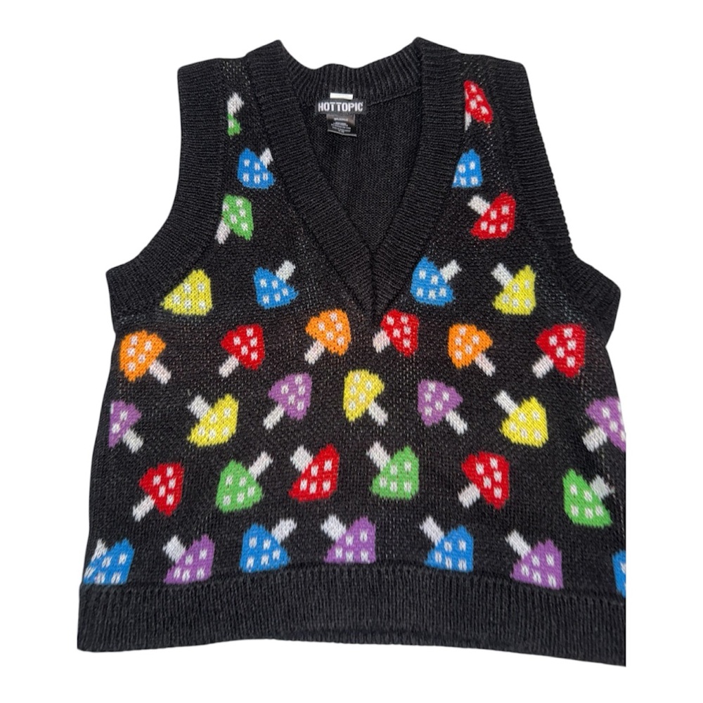 Colorful Mushroom Knit Vest